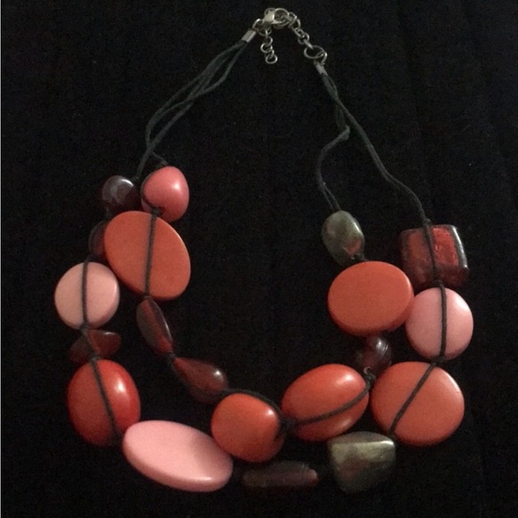 Red and Pink Layered Bead Necklace - Picture 1 of 4